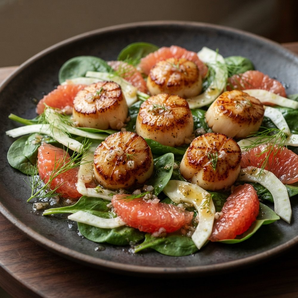 Pan-Seared Scallops with Grapefruit and Fennel Salad