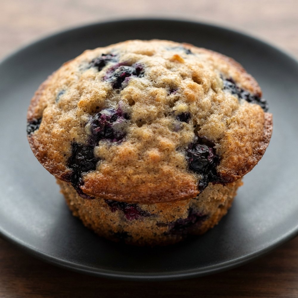 Whole Wheat Banana–Blueberry Muffins