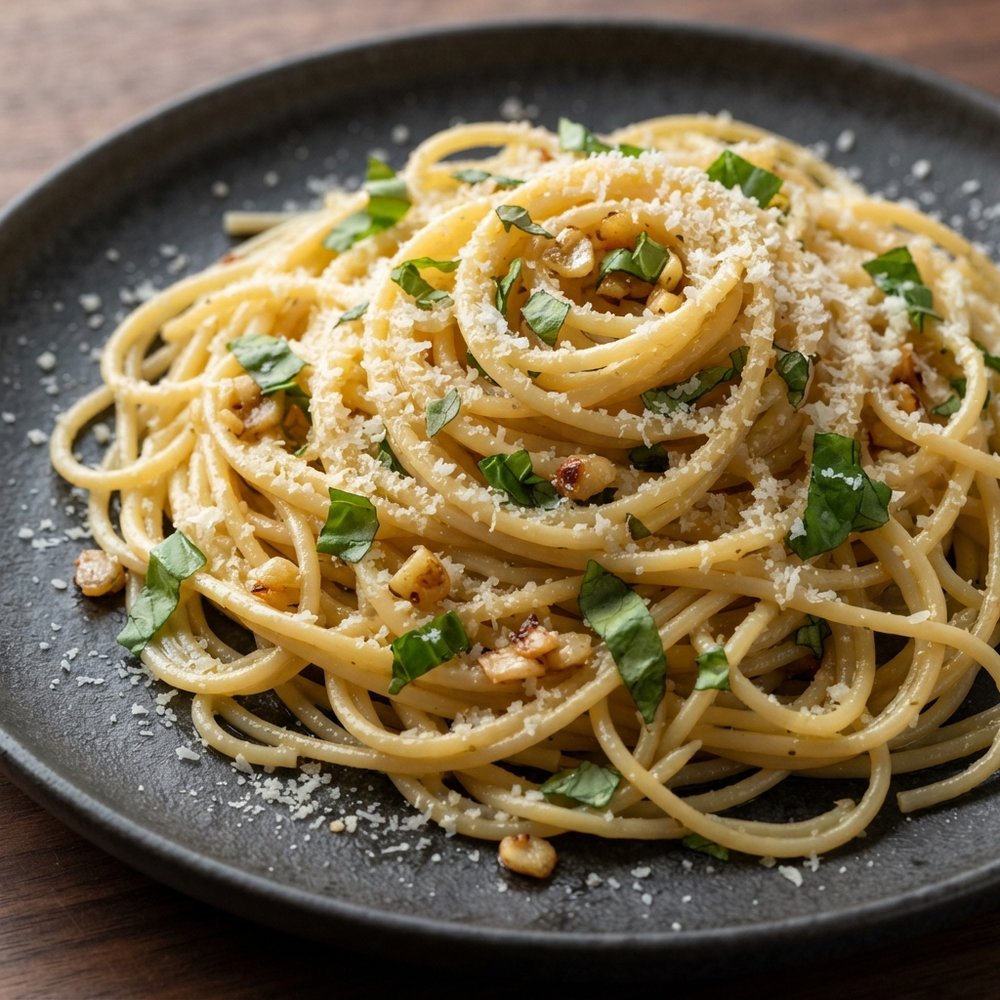 Garlic-Basil Spaghetti with Parmesan