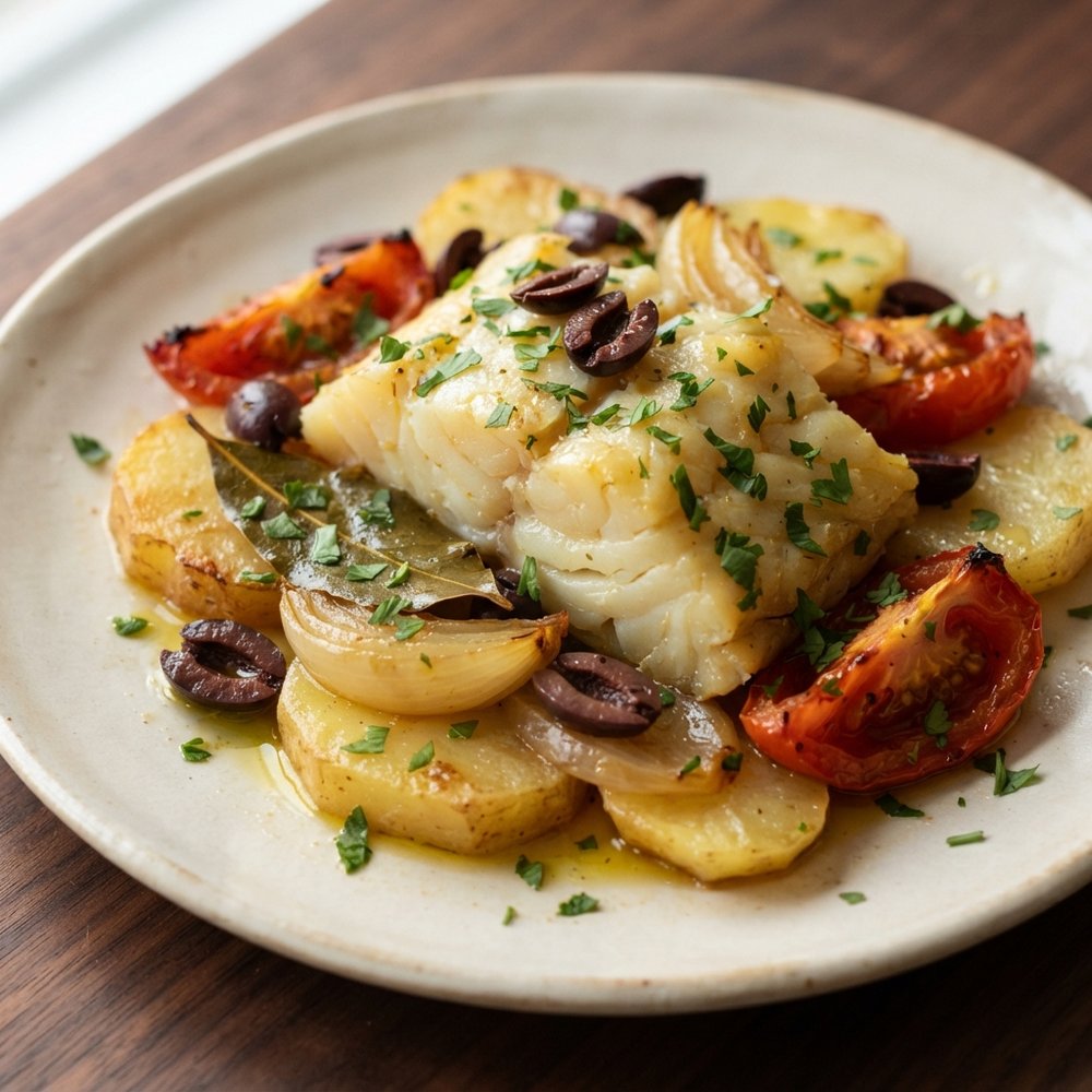 Bacalhau Portuguese ao Forno (Salt Cod with Tomatoes and Olives)