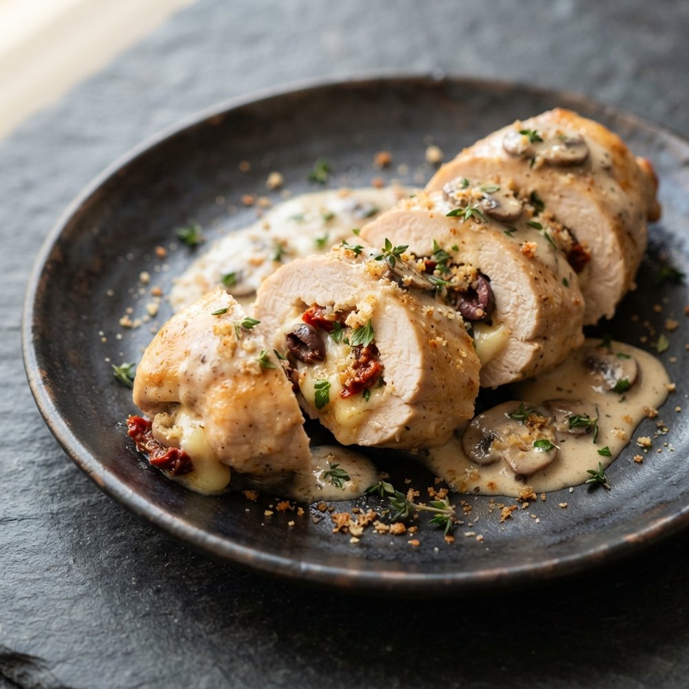 Asiago-Stuffed Chicken Breasts with Sun-Dried Tomatoes
