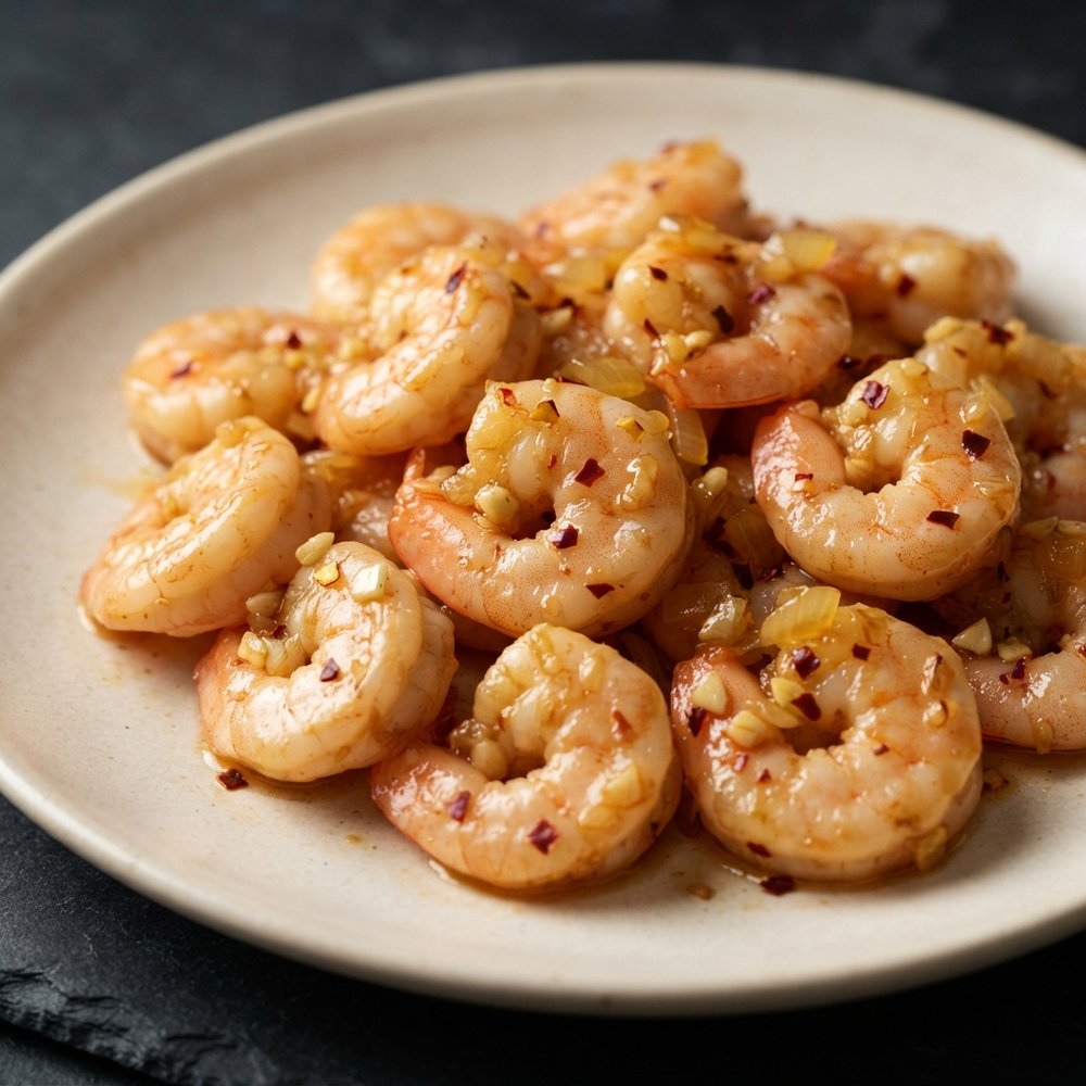 Honey Ginger Shrimp Skillet with Garlic and Red Pepper