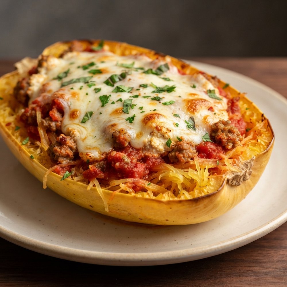 Baked Spaghetti Squash Lasagna Boats