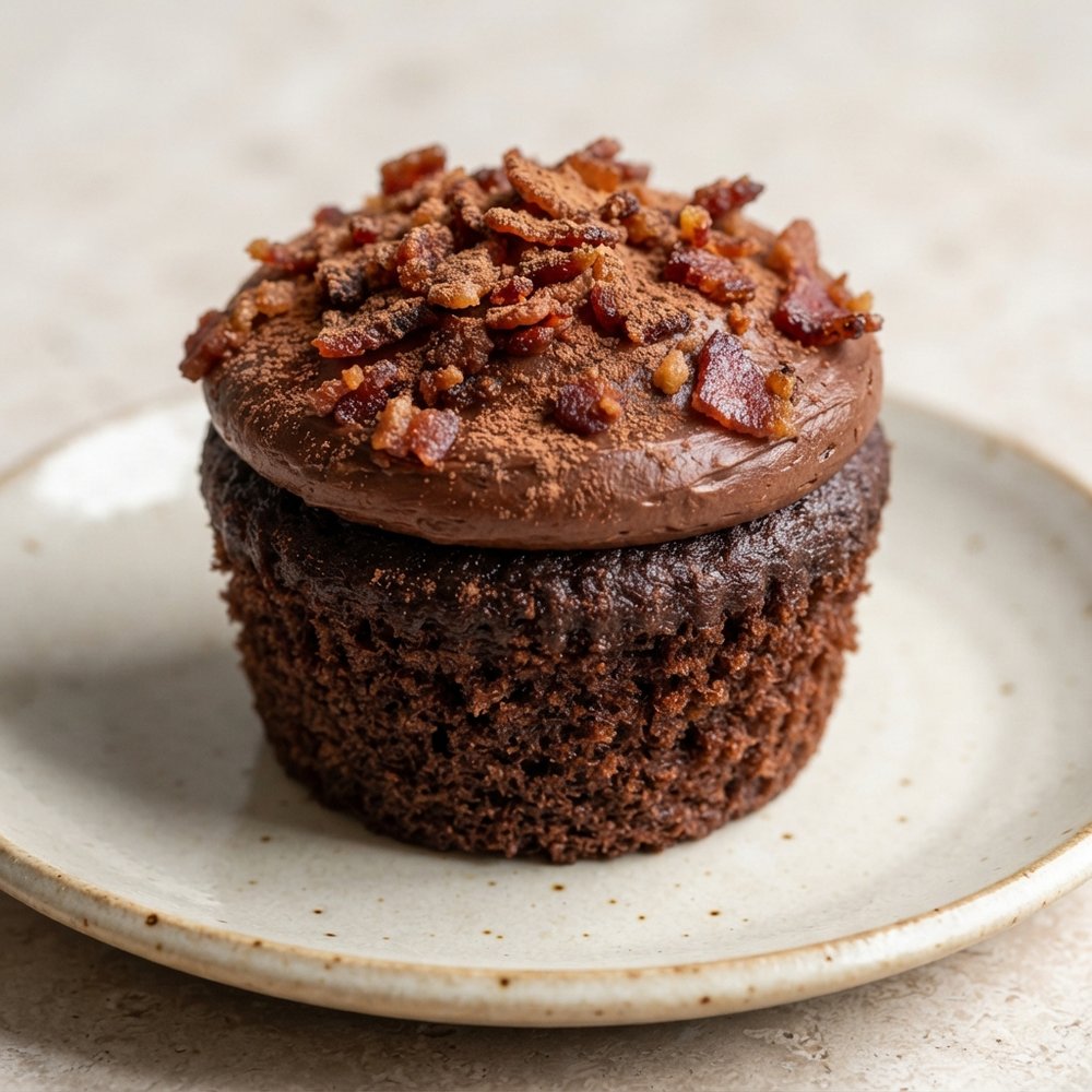 Bacon-Studded Dark Chocolate Cupcakes