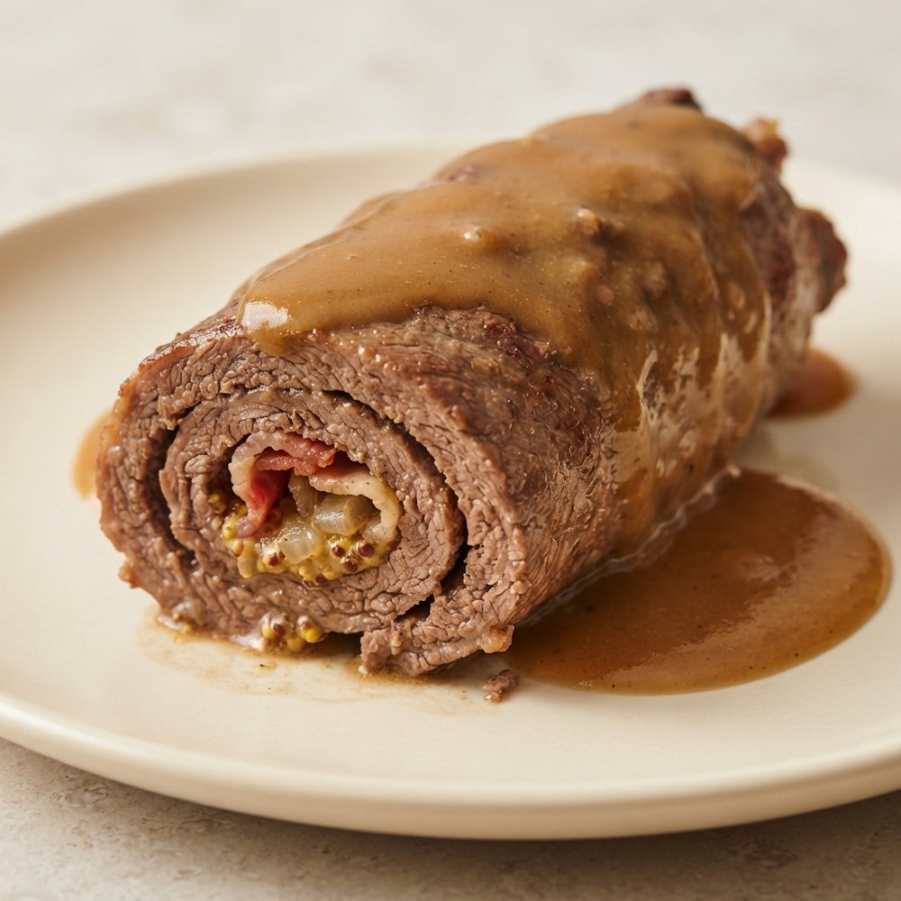 Classic German Beef Roulade with Bacon and Mustard