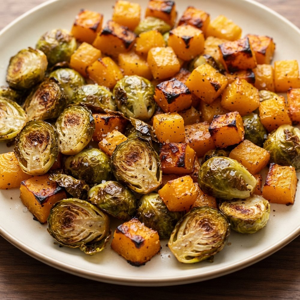 Sheet Pan Vegan Roasted Brussels Sprouts and Butternut Squash