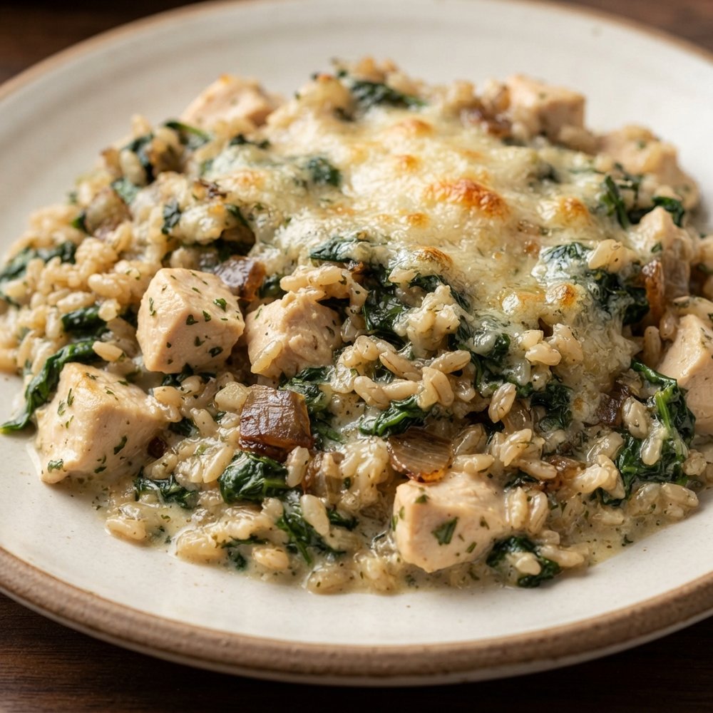 Florentine Chicken and Brown Rice Bake