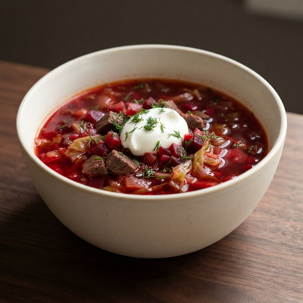 Hearty Beet and Beef Borscht