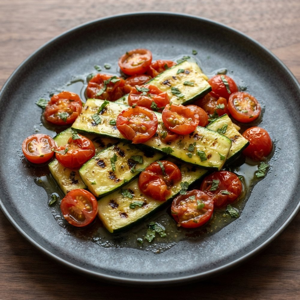 Charred Zucchini with Tomatoes and Fresh Mint