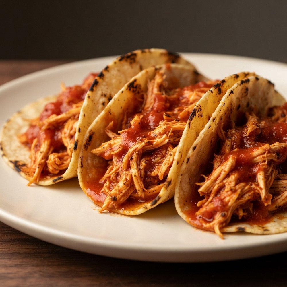 Tomato-Braised Shredded Chicken Tacos