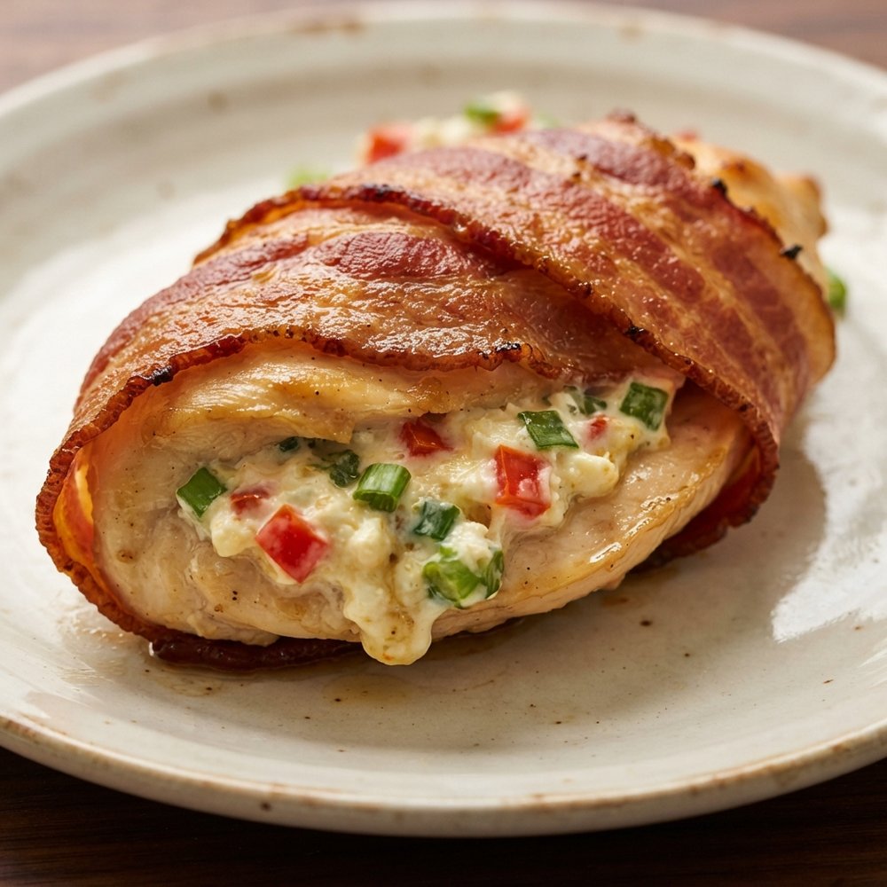 Bacon-Wrapped Cream Cheese–Stuffed Chicken Breasts