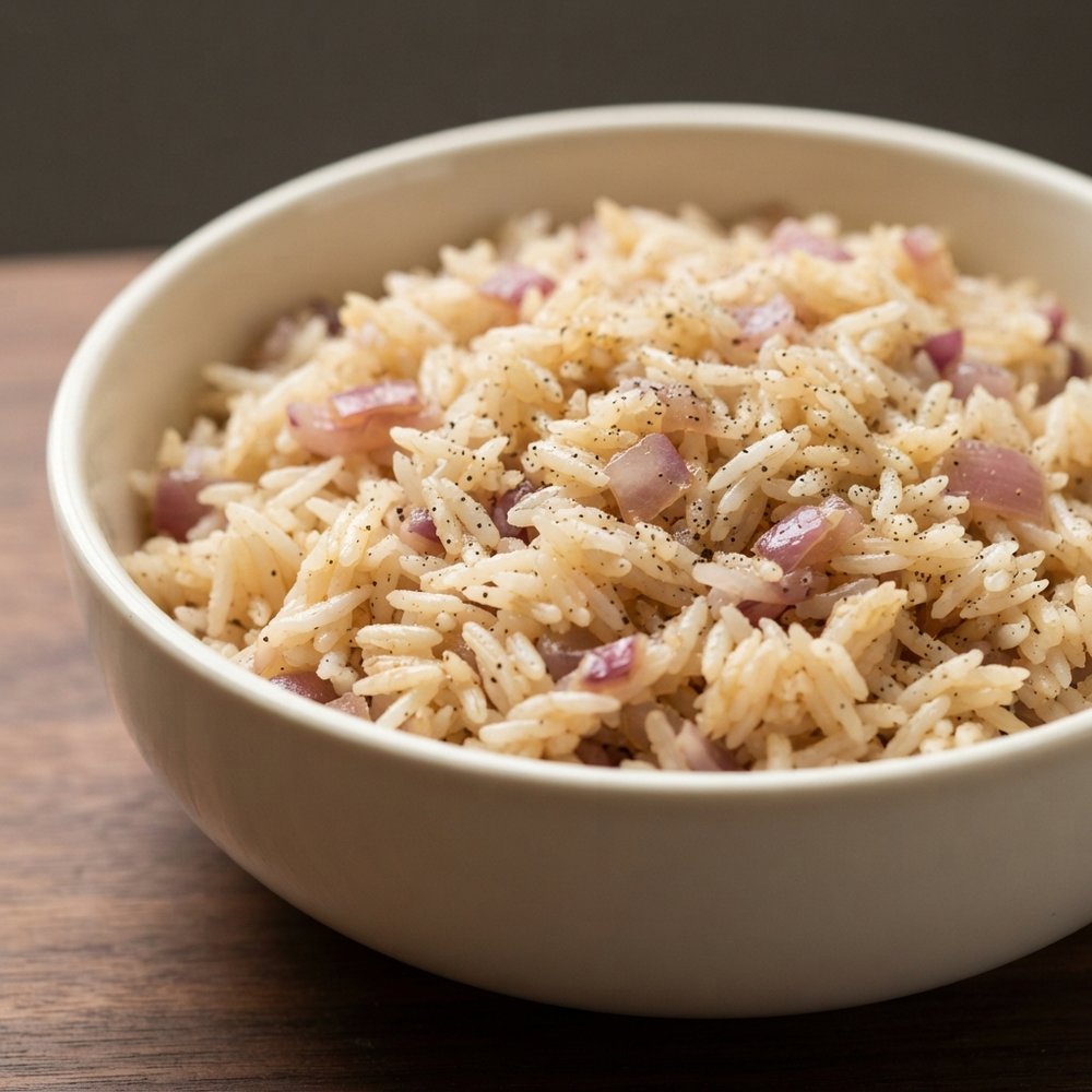 Red Onion Chicken-Broth Rice