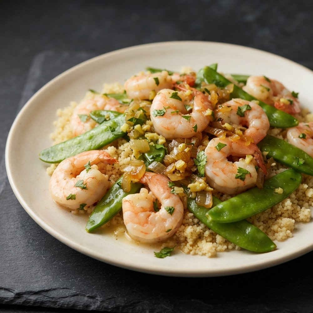 Shrimp with Ginger and Snow Peas