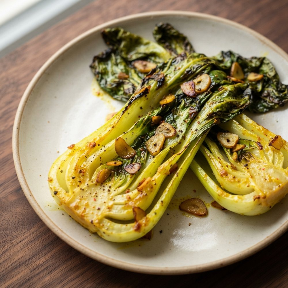 High-Heat Roasted Baby Bok Choy with Ginger and Curry