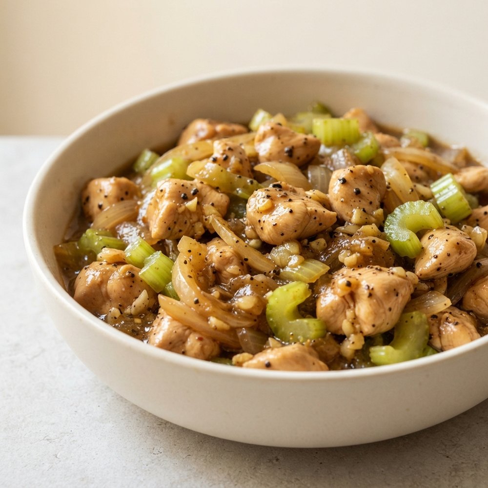 Pressure Cooker Chinese Black Pepper Chicken with Celery