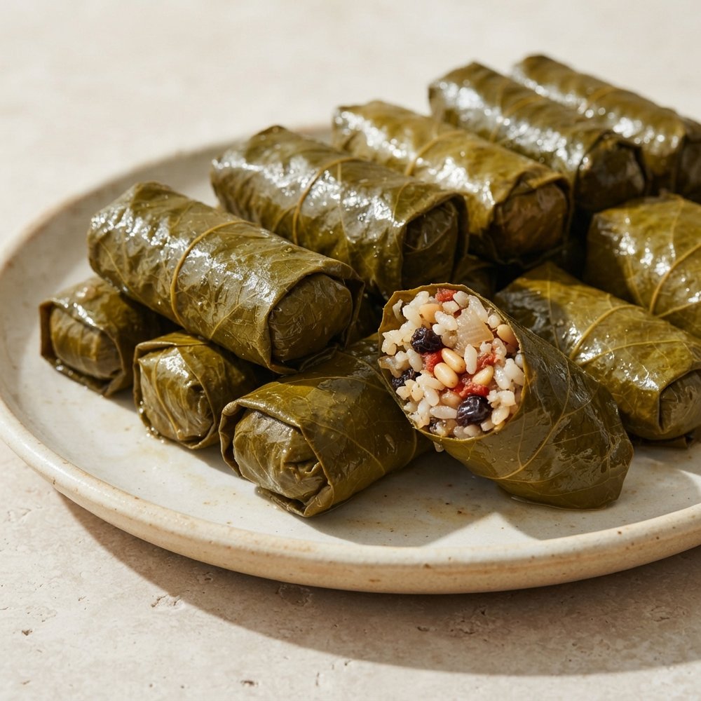 Grape Leaf Dolmas with Spiced Rice