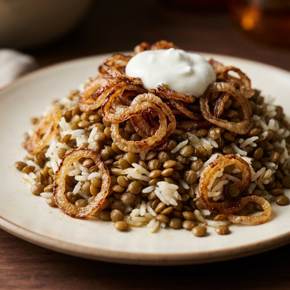 Lentils and Rice with Fried Onions (Mujadarrah)