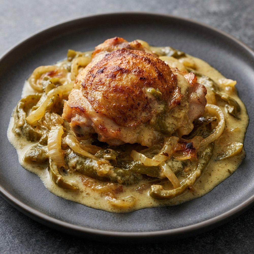 Oven-Baked Chicken Thighs with Hatch Chile Cream