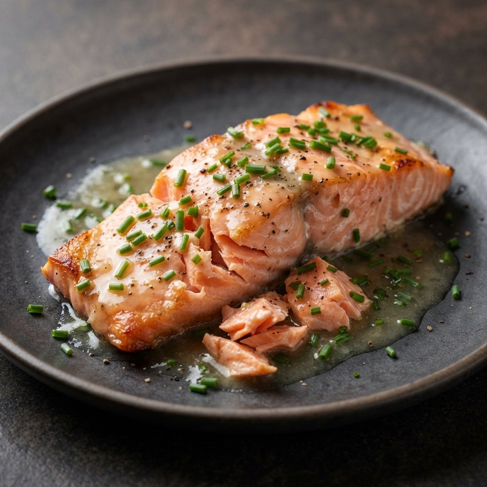 Roasted Salmon with White Wine Sauce