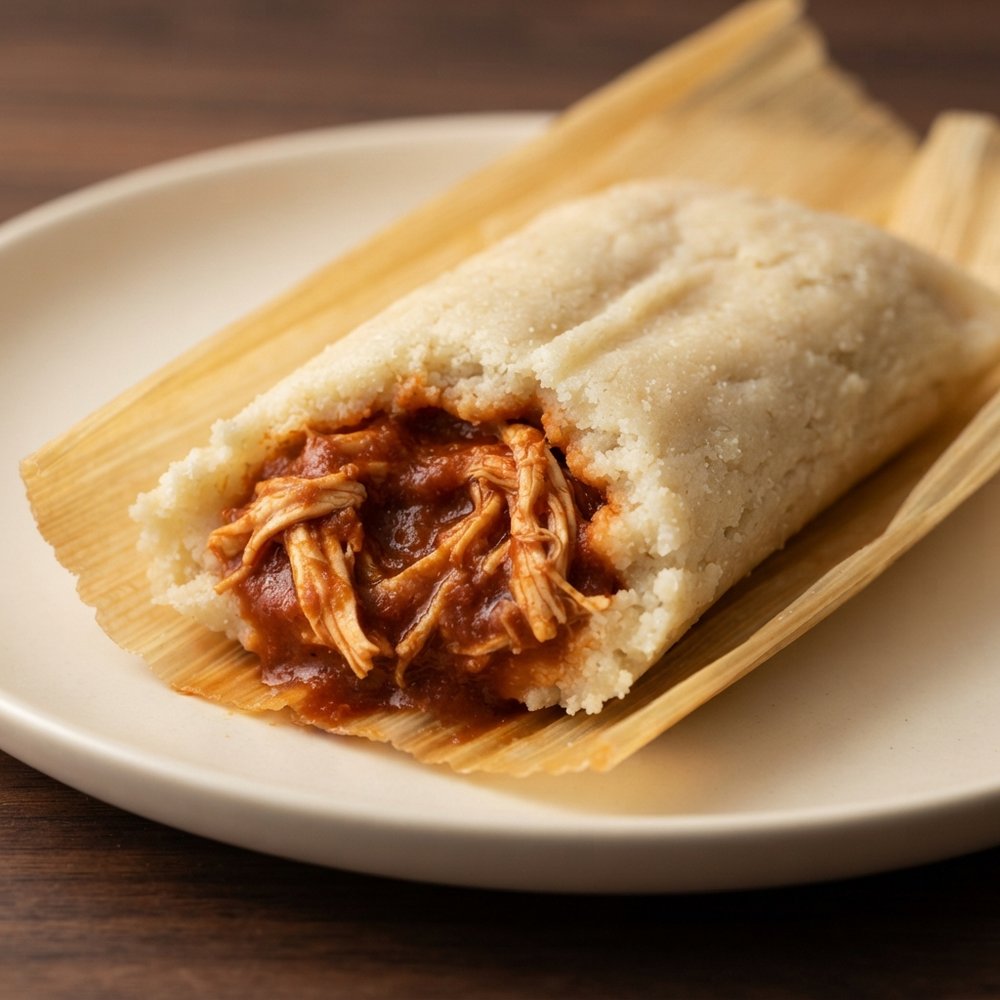 Pollo en Tamales Rojos (Red Chile Chicken Tamales)