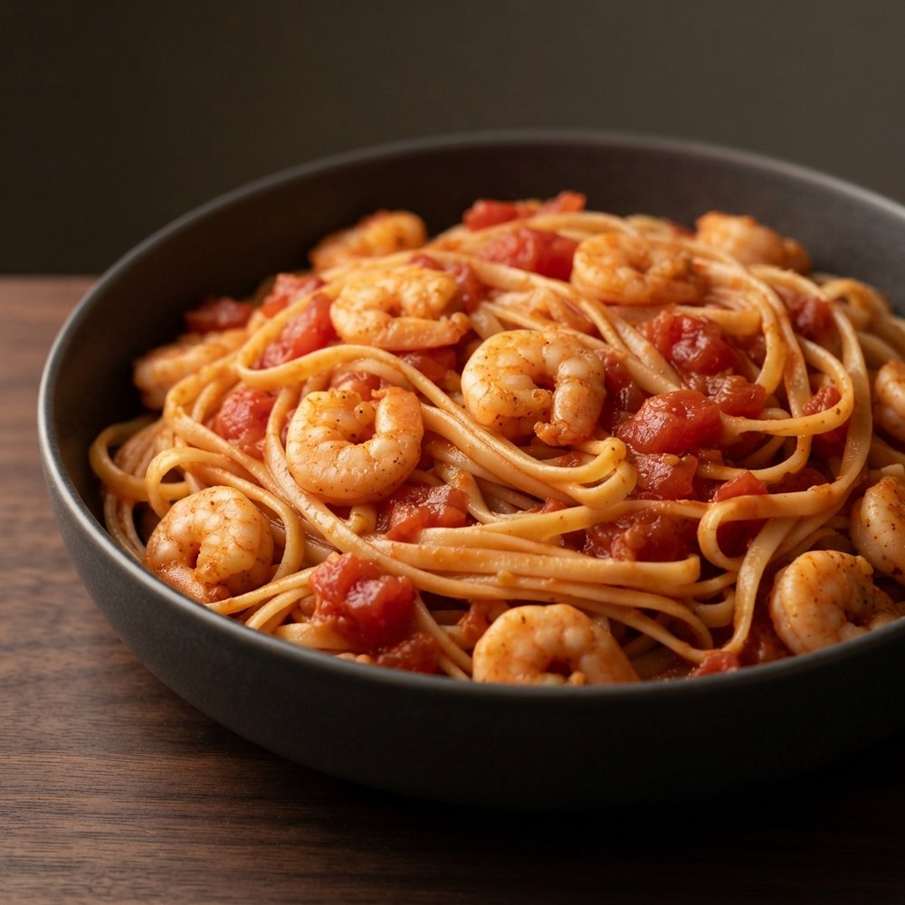 Linguine Pasta with Shrimp and Tomatoes