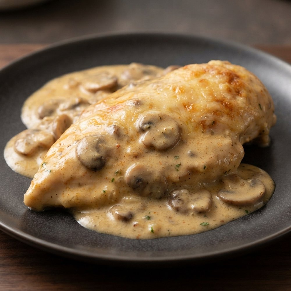 Crock Pot Cheesy Mushroom Chicken