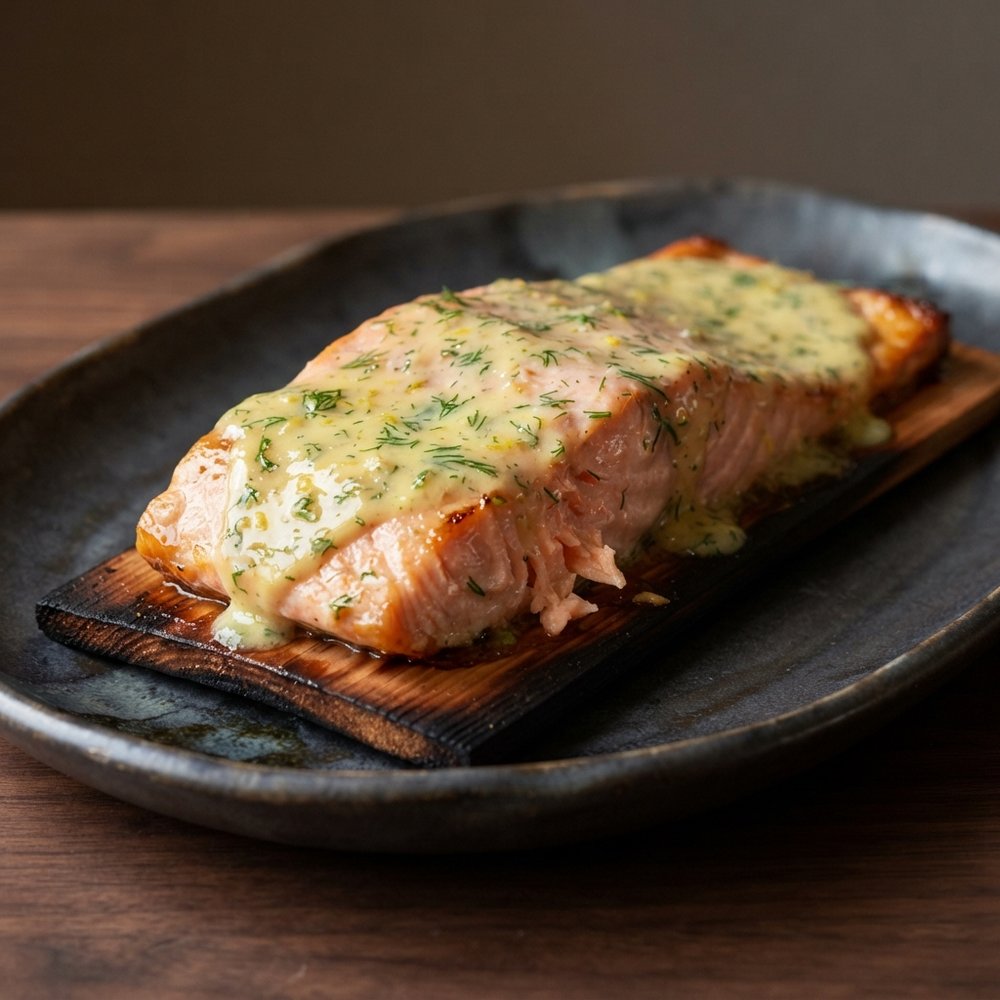 Cedar-Plank Grilled Salmon with Fresh Dill