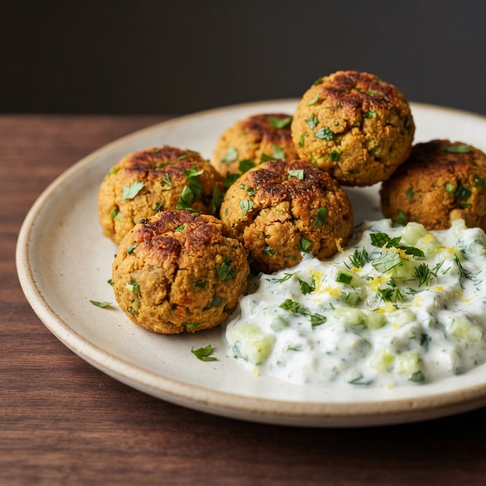 Oven-Baked Spicy Falafel with Cool Tzatziki