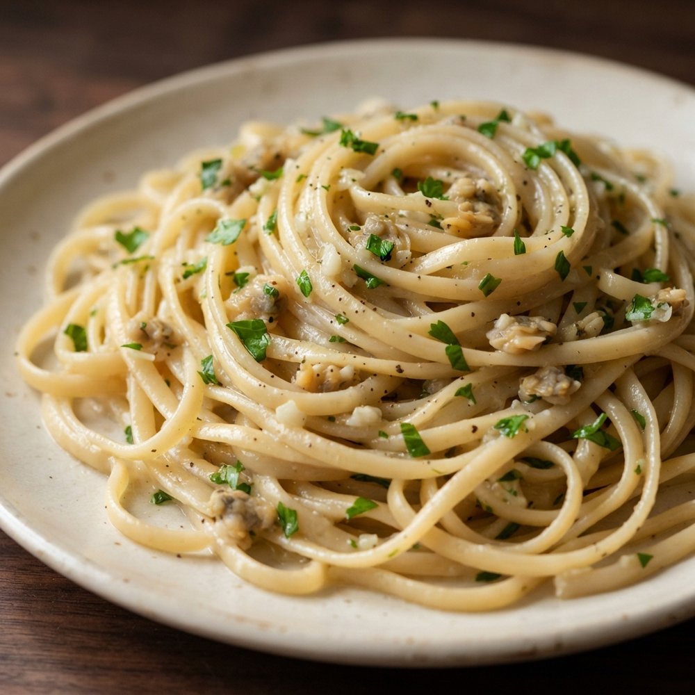 Quick Linguine with Garlic White Clam Sauce