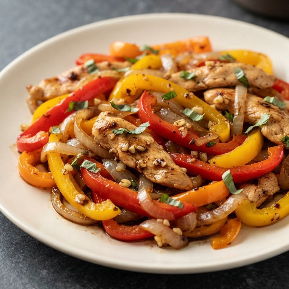 Balsamic Chicken with Trio of Bell Peppers