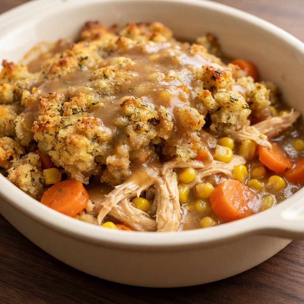Chicken and Stuffing Gravy Casserole
