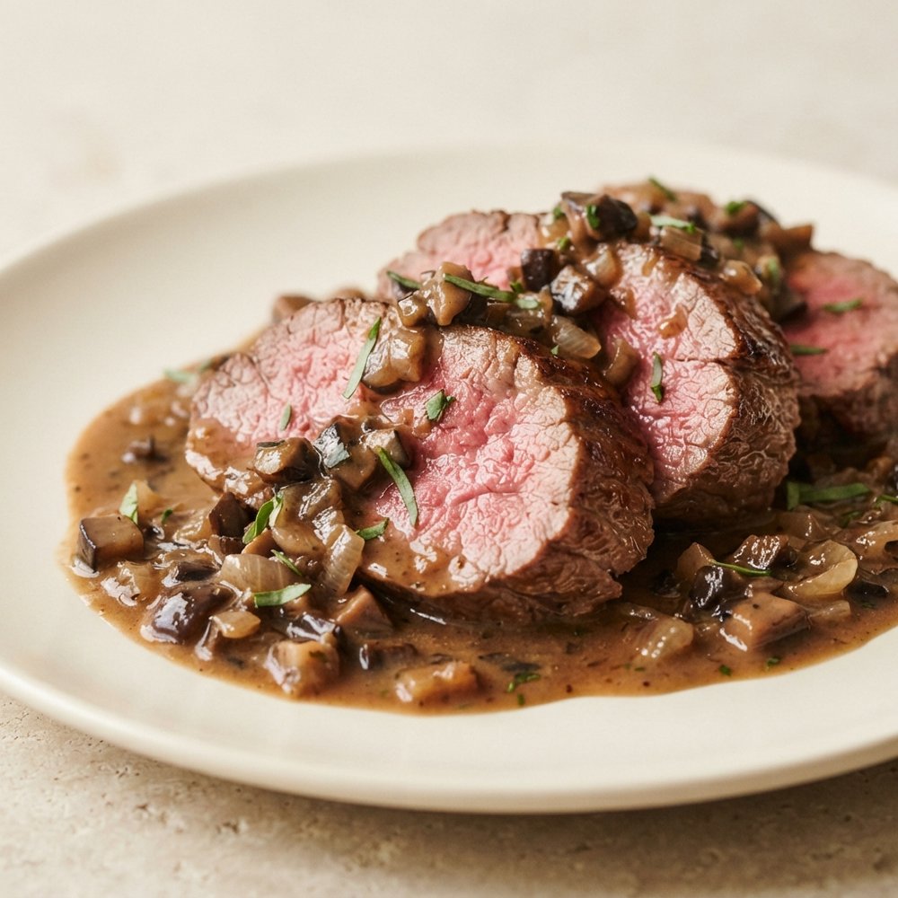 Beef Tenderloin Roast with Porcini–Tarragon Cream