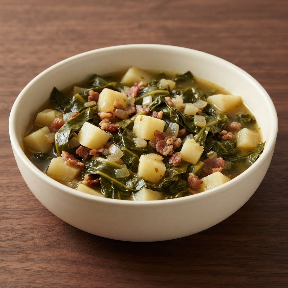 Collard Greens with Potatoes and Bacon