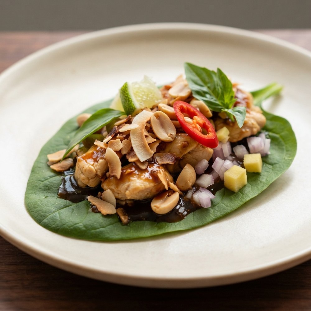 One-Bite Thai "Flavor Bomb" Salad Wraps (Miang Kham)