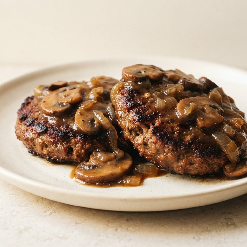 Meatless Salisbury Patties with Mushroom-Onion Gravy