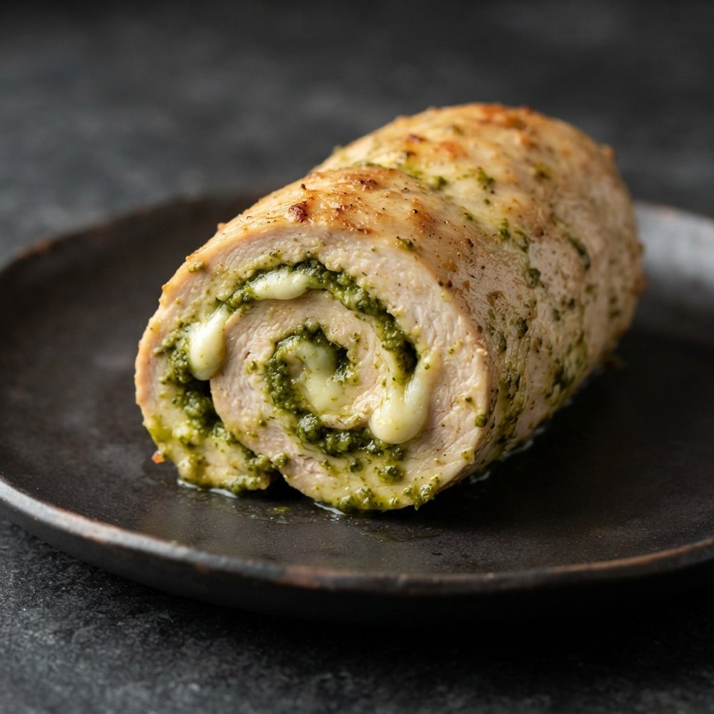 Cheesy Pesto-Stuffed Chicken Roll-Ups