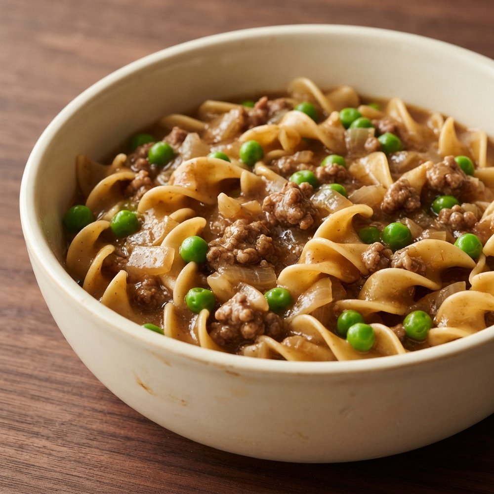 Weeknight Ground Beef Stroganoff with Egg Noodles