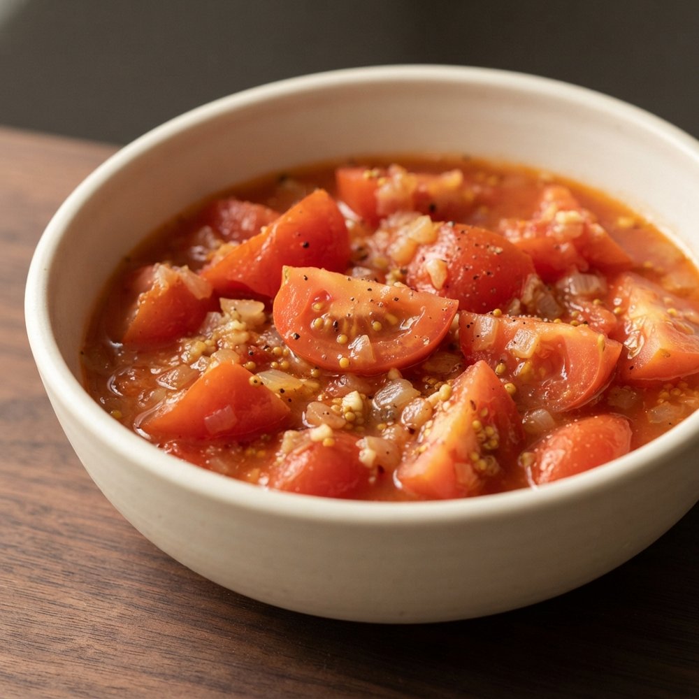 Mustard-Kissed Stewed Roma Tomatoes