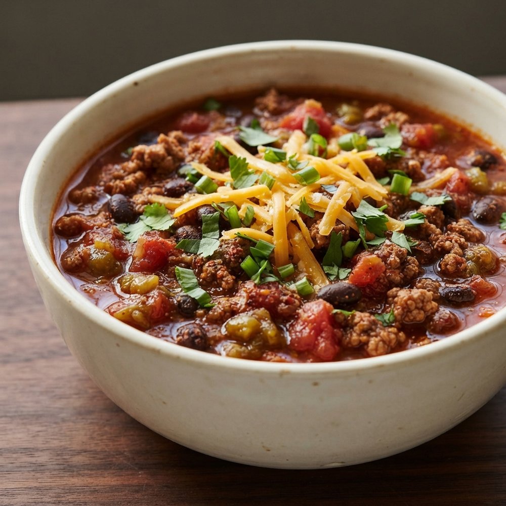 Five-Style Beef and Black Bean Chili