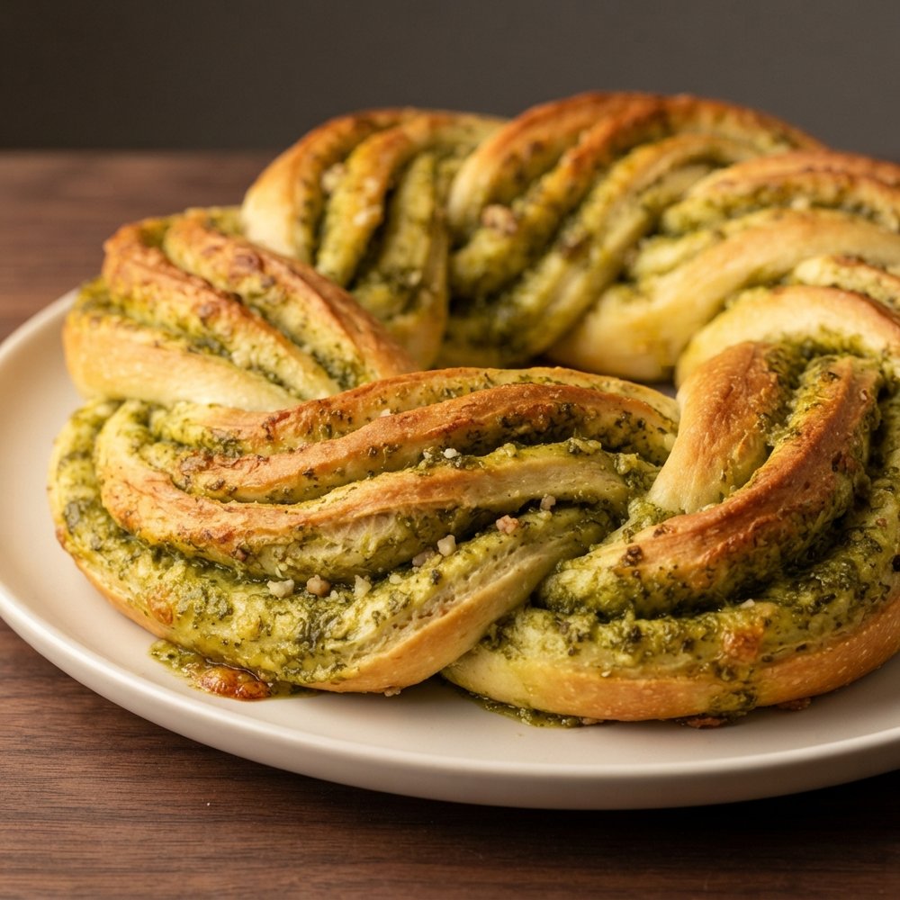 Pesto-Swirled Braided Loaf