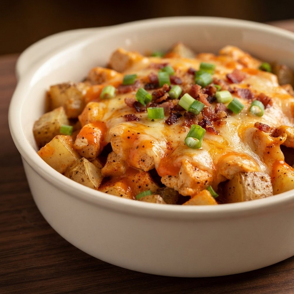 Buffalo Chicken Potato Bake Casserole