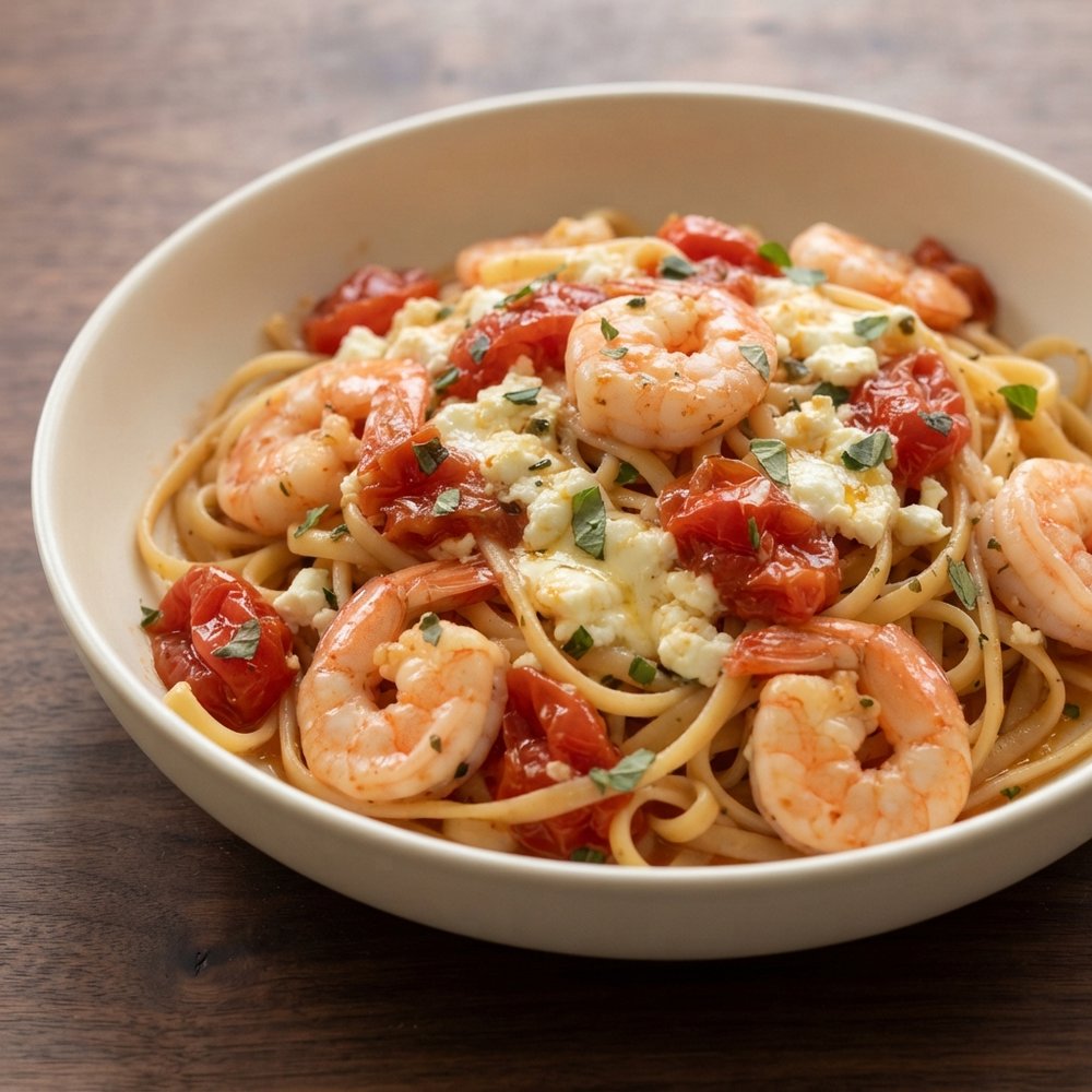 Linguine with Shrimp and Feta