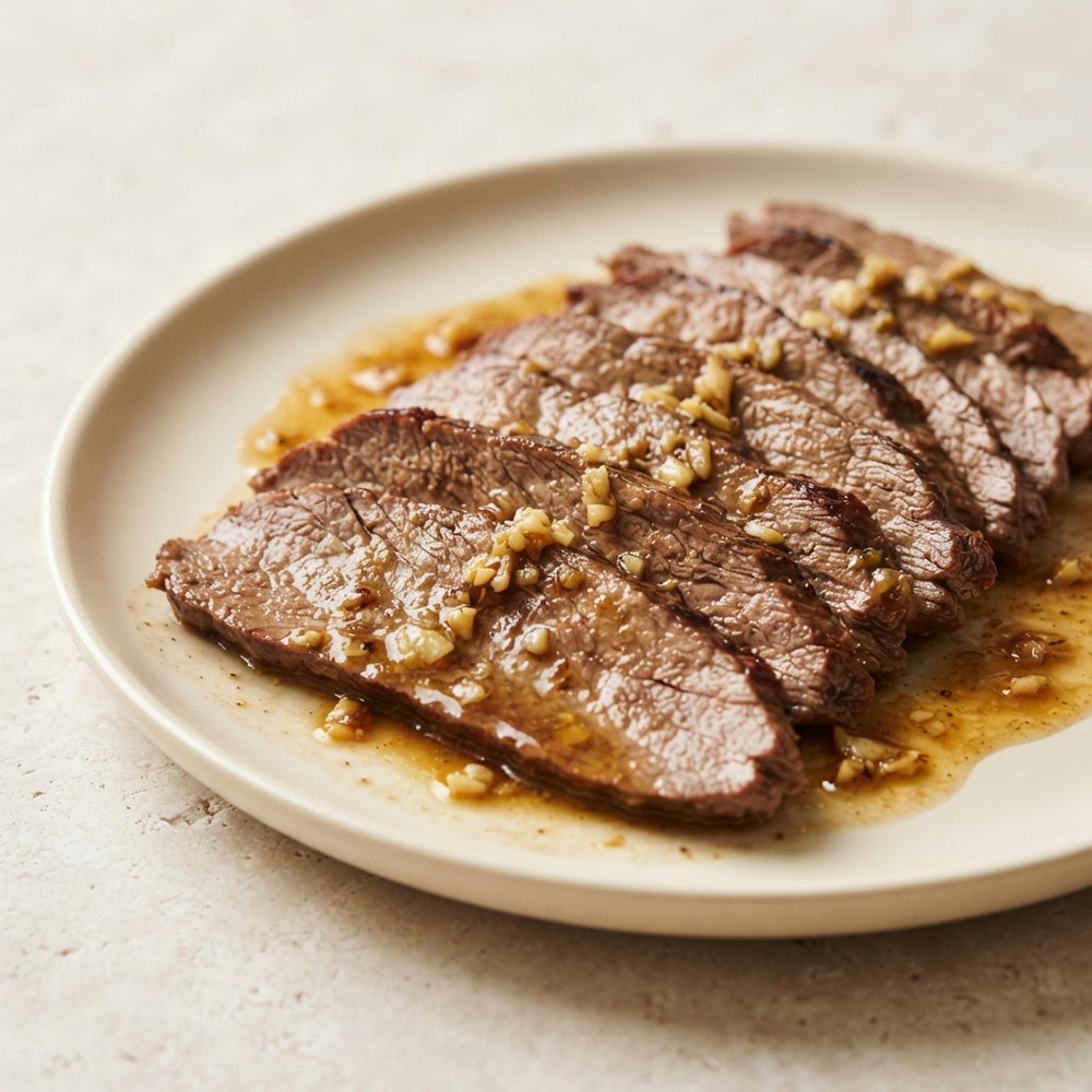 Lemon-Garlic Braised Flank Steak