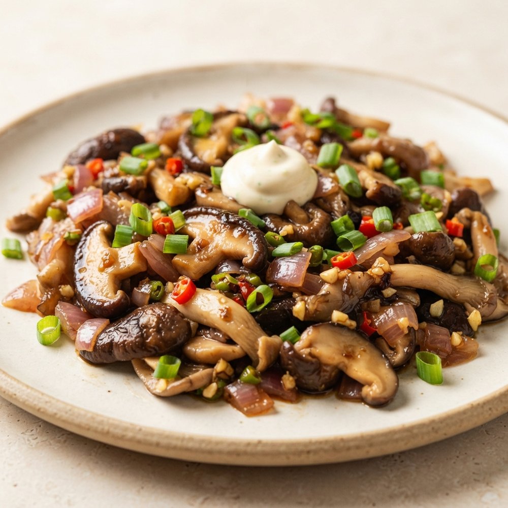 Tangy-Chili Mushroom Sisig