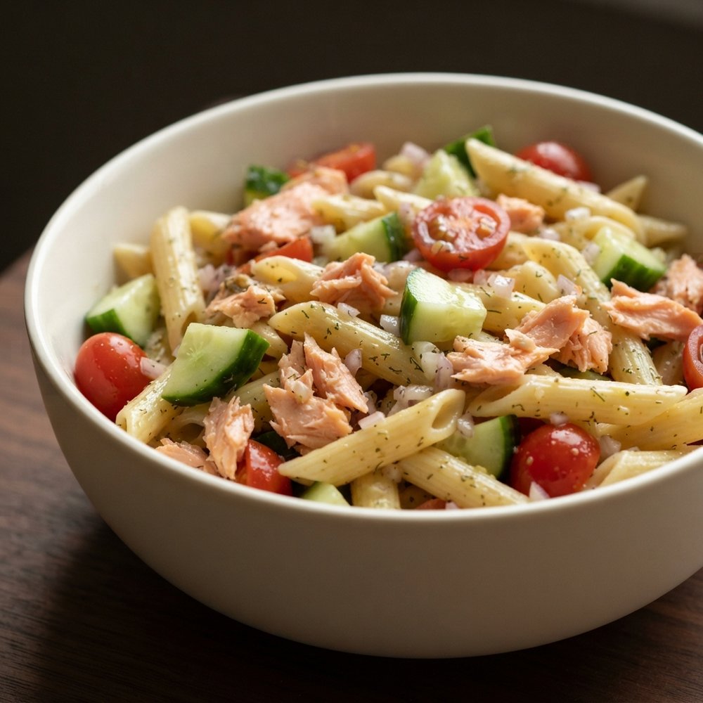 Mediterranean-Style Salmon Pasta Salad
