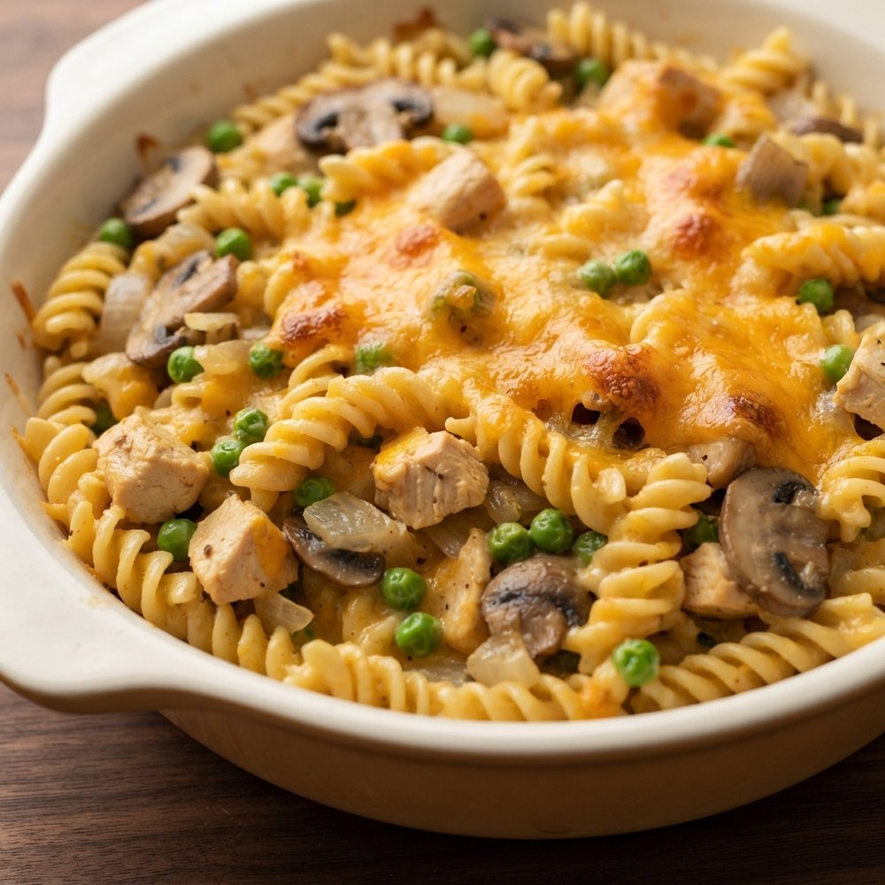 Cheesy Chicken Rotini Bake