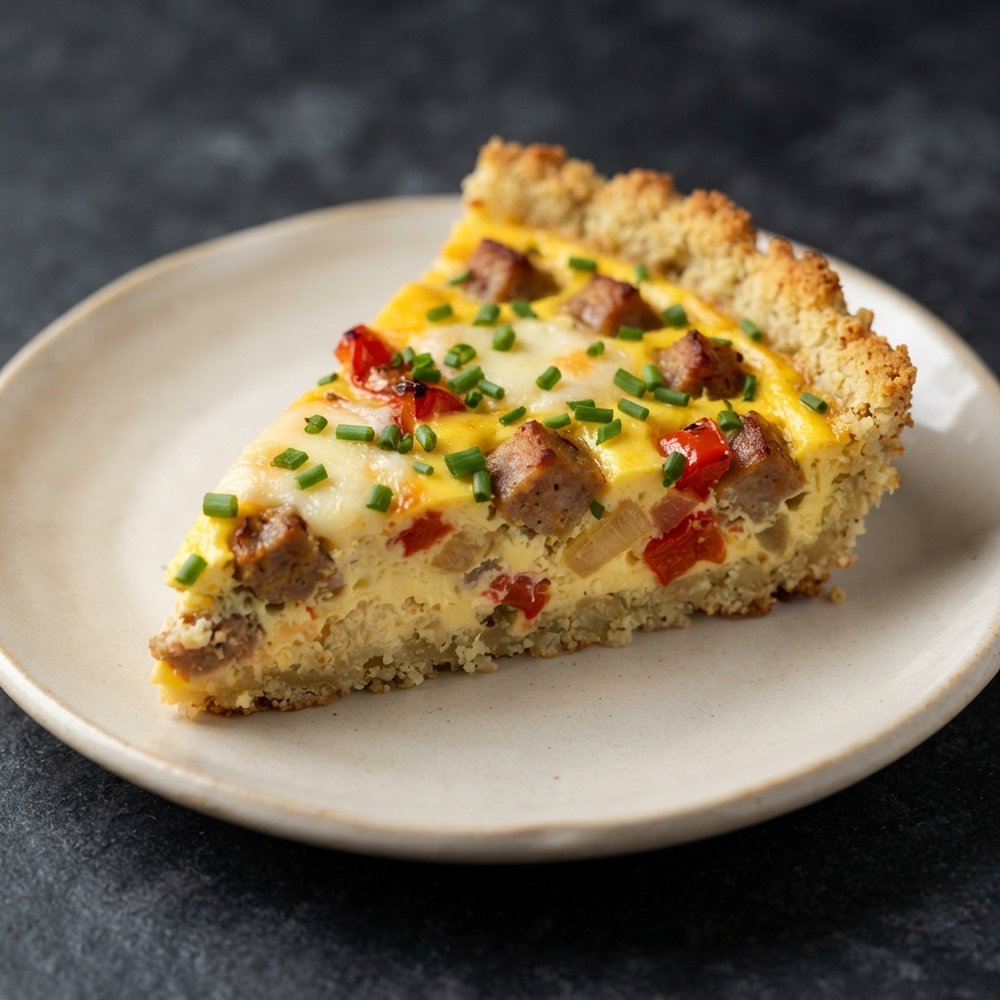 Quiche with Cauliflower Crust and Hillshire Farm Smoked Sausage