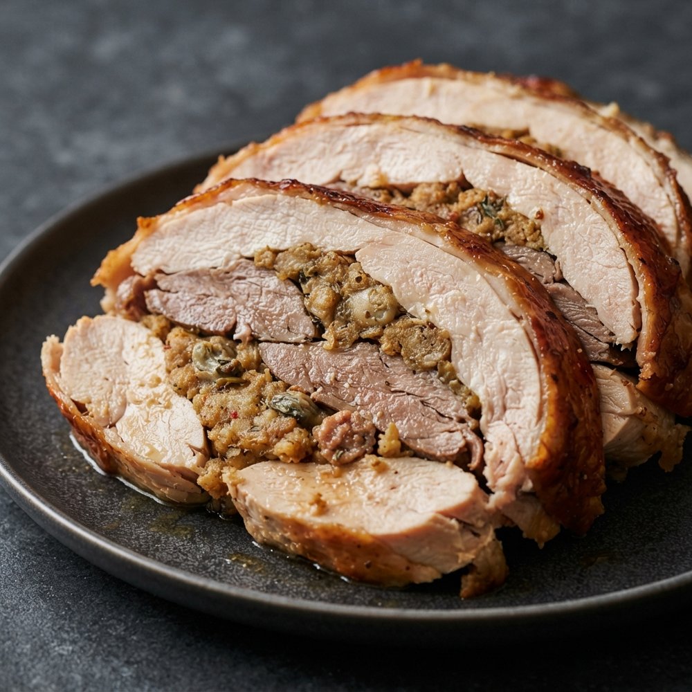 Stuffed Turkey-Duck-Chicken Roast (Classic Turducken)