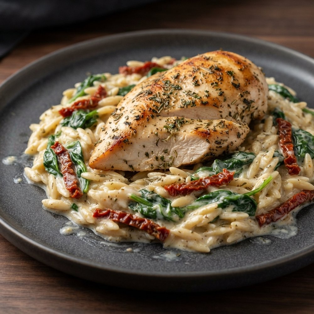 Baked Orzo with Chicken and Boursin Cream