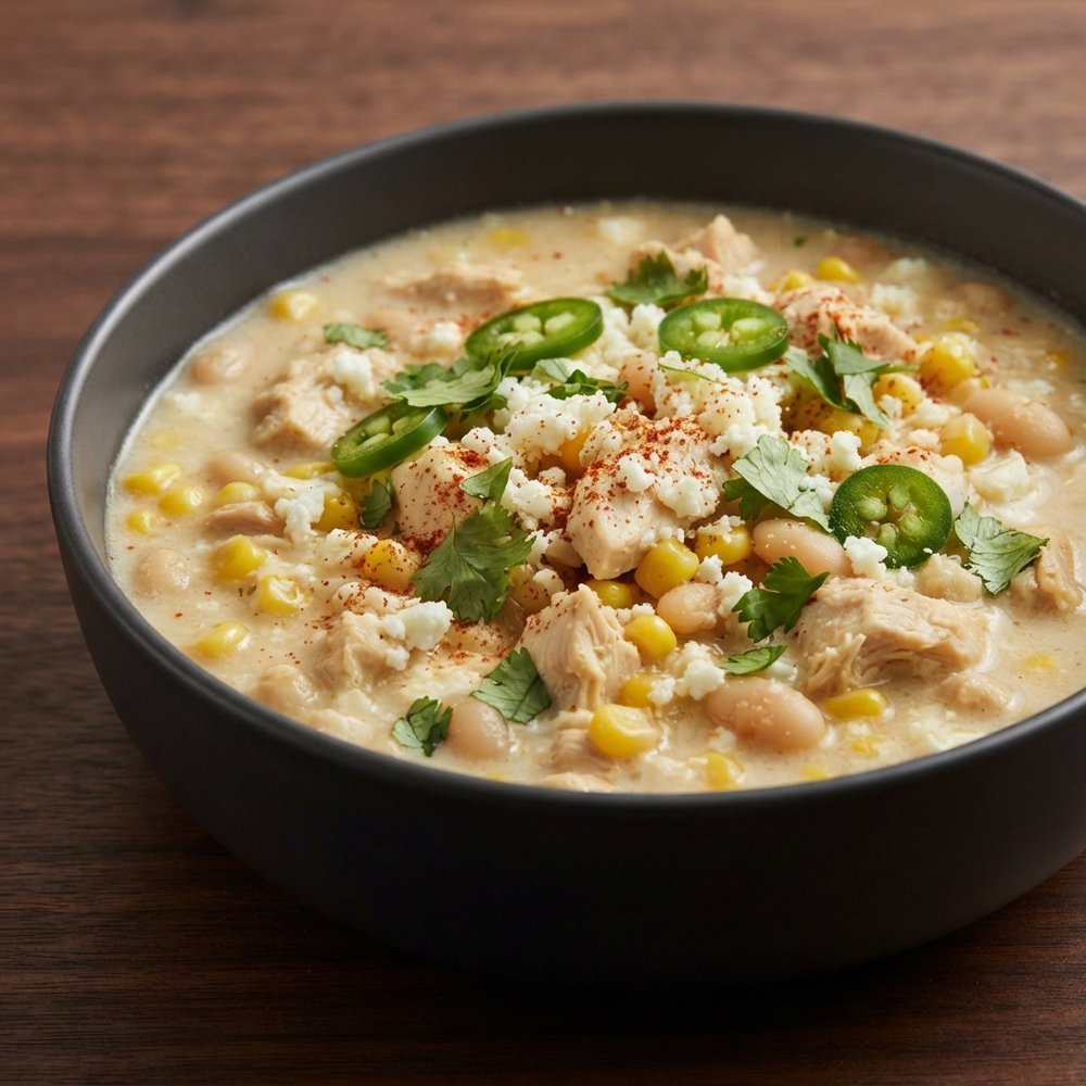 Elote-Inspired Chicken White Chili